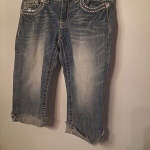 Miss Me Faded Blue Cropped Distressed Capris Made From 2000s To 2010 Rare Find